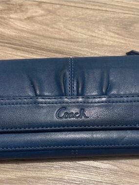 Coach Leather Folded Wallet in Dark Blue